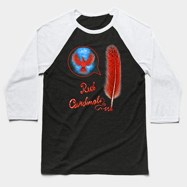 Red Cardinal bird feather red bird Baseball T-Shirt by Artardishop